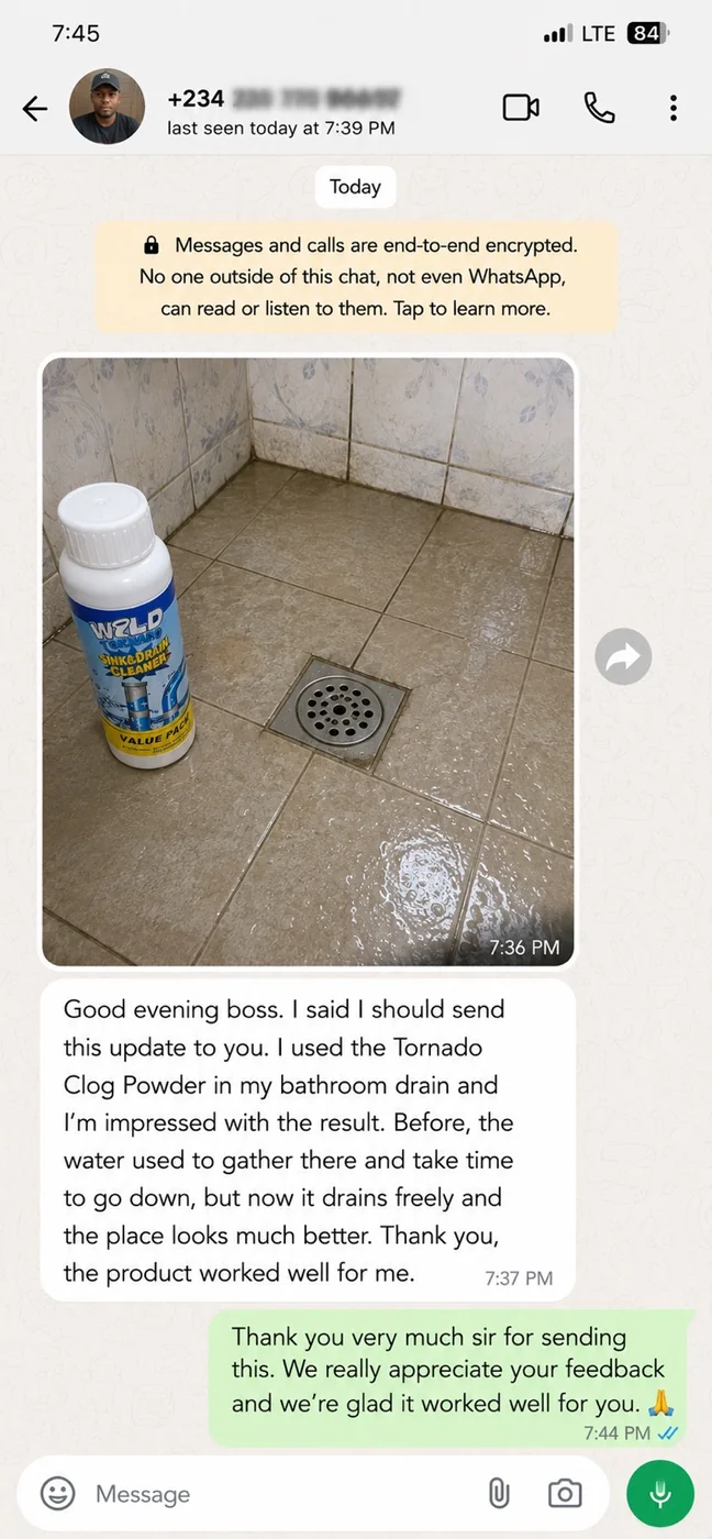 Cleared Bathroom Drain